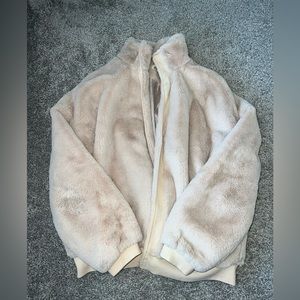 Size L tan fur zip up jacket